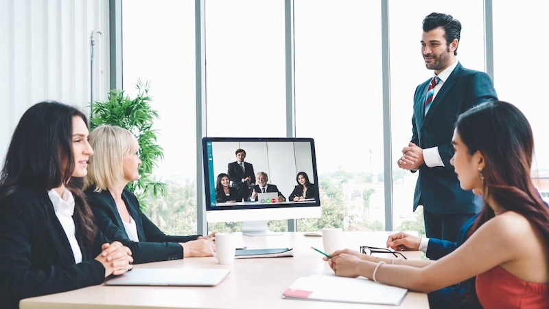 having video conference with indian australian team 